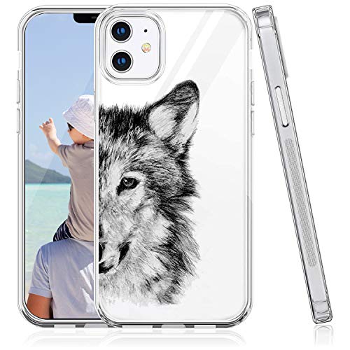 Suhctup Compatible con iPhone 12 Pro MAX Funda para Silicona con Dibujos Lindo Animados Diseño Cárcasa Ultra-Fina Flexible Transparente Suave TPU Choque Caso，Lobo