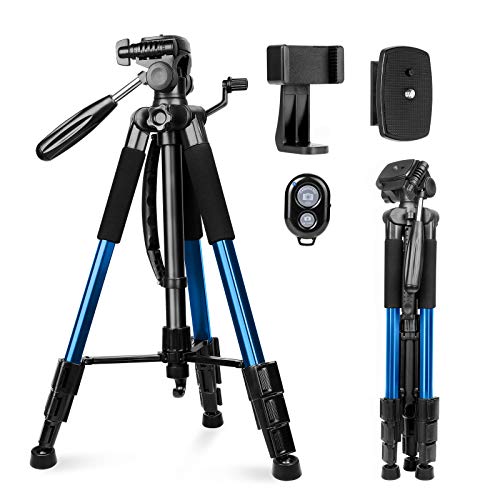 Sunfoto Trípode de Cámara, 160 cm/63 Inches Trípode Ligero de Aluminio con Bluetooth, Soporte de Teléfono, Bolsa de Transporte para iPhone/Samsung/Huawei Cámara Digital DSLR Fotografía - Azul Sunfoto Trípode de Cámara, 160 cm/63 Inches Trípode Ligero de Aluminio con Bluetooth, Soporte de Teléfono, Bolsa de Transporte para iPhone/Samsung/Huawei Cámara Digital DSLR Fotografía - Azul