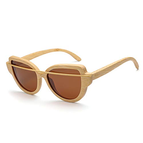 Sunglass Fashion Moda Tendencia Gafas de Sol Madera de bambú Gafas polarizadas Gafas de Sol de Madera (Color : Silver, Size : Free)