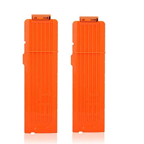 Tbest 2Pcs Clip de Bala Suave，6/12/18 Dardos Recarga Rápida Clip Cargador de Balas EVA Soft Bullet Clip Darts Plastic Gun Toy Cartridge Holder Clip para Elite Series (18 Dart Opaque Orange)