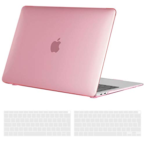 TECOOL Funda para 2020 2019 2018 MacBook Air 13 Pulgadas A2337 (M1) / A2179 / A1932, Cubierta de Plástico Dura Case Carcasa con Tapa del Teclado para Nuevo MacBook Air 13 con Touch ID - Cristal Rosa