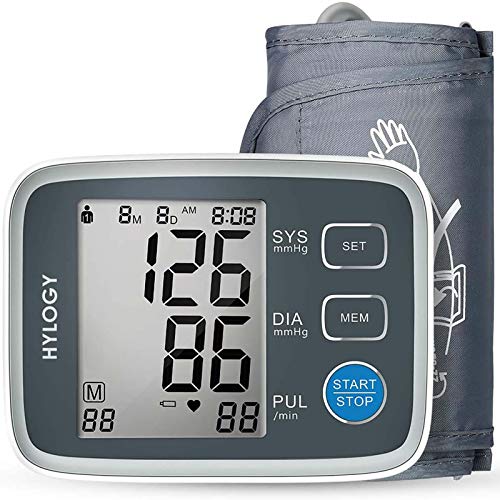 Tensiómetro de Brazo, HYLOGY Monitor de Presión Arterial Digital Automatico con Gran Pantalla LCD, Deteccion de Irregular Arritmia, Brazalete 22-32cm, 2x90 Memoria