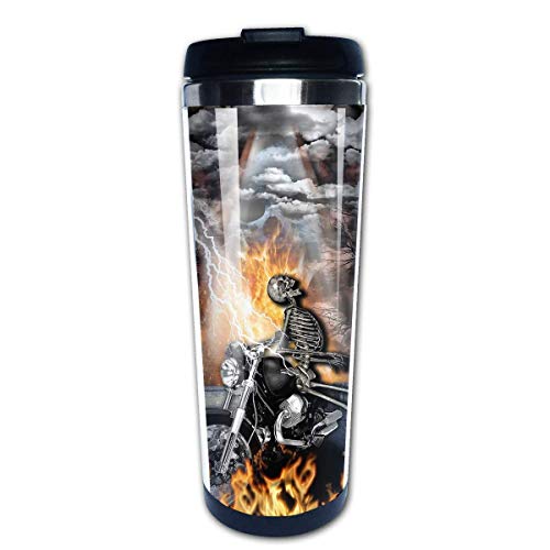 Thunder Lightning Skeleton Racing Tazas de café Botella de agua de acero inoxidable Taza Taza de viaje Vaso de café para mujeres/hombres/niños/adolescentes/adultos