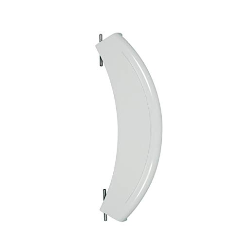 Tirador de puerta de plástico de repuesto para Bosch Siemens 00266751 266751 266751, ojo de buey, 200 x 47 x 18 mm, color blanco, con ejes para lavadora