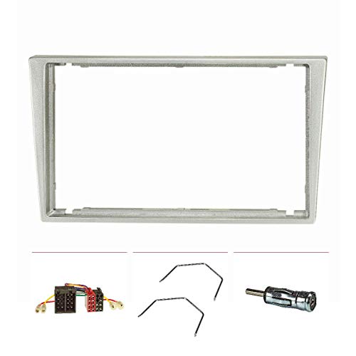 tomzz Audio 2439-010 - Juego de embellecedor de radio doble DIN compatible con Opel Corsa C Combo Omega B Vectra C Meriva, cromo mate con adaptador de radio ISO, adaptador de antena ISO DIN, llave de desbloqueo tomzz Audio 2439-010 - Juego de embellecedor de radio doble DIN compatible con Opel Corsa C Combo Omega B Vectra C Meriva, cromo mate con adaptador de radio ISO, adaptador de antena ISO DIN, llave de desbloqueo