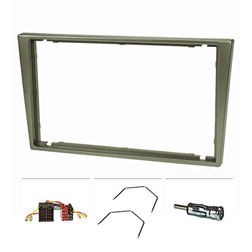 tomzz Audio 2439-011 - Juego de embellecedor de radio doble DIN compatible con Opel Corsa C Combo Omega B Vectra C Meriva, color gris metalizado con adaptador de radio ISO, adaptador de antena ISO DIN, llave de desbloqueo tomzz Audio 2439-011 - Juego de embellecedor de radio doble DIN compatible con Opel Corsa C Combo Omega B Vectra C Meriva, color gris metalizado con adaptador de radio ISO, adaptador de antena ISO DIN, llave de desbloqueo