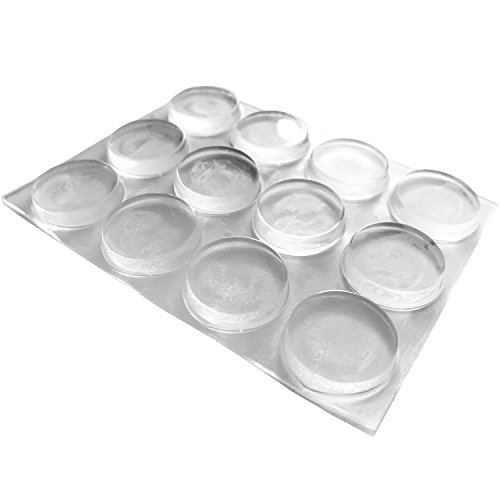 Topes de Goma en Silicona Transparente | Set 12 Gotas Adhesivos Parachoques | Diámetro 22mm, Espesor 4mm | Protectores Multiusos by Haftplus