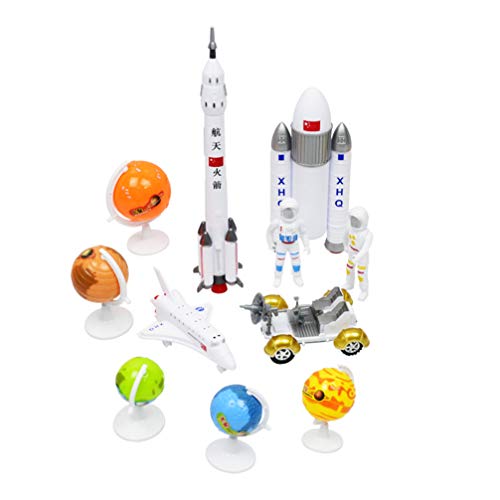 TOYANDONA 11 Piezas Modelo de Astronauta Cohete de Juguete Modelo de Astronauta Modelo de Satélite de Plástico de Juguete para Niños Entusiastas del Espacio de Juego Creativo