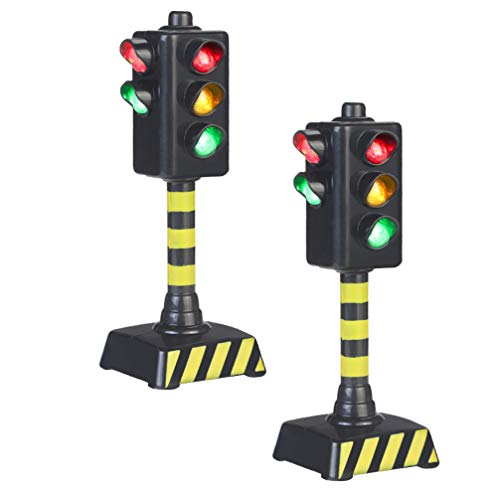 TOYANDONA 2 Unids Mini Modelo de Luz de Señal de Tráfico Luces de Cruce de Peatones Juego de Imitación Accesorios de Escena de Carretera Juguete Educativo de Seguridad de Tráfico para Niños