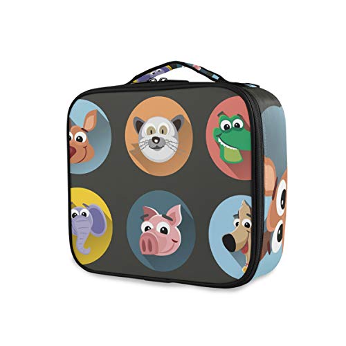 Travel Portable Wallet Storage Toiletry Pouch Bolsa de maquillaje Herramientas Cosmetic Train Case Cartoon Funny Animals Jefes