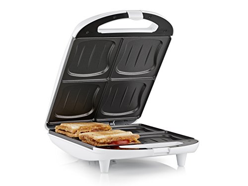 Tristar SA-3065 Sandwichera XL para 4 sándwiches, 1300 W, 26 x 24 cm, Negro/Blanco