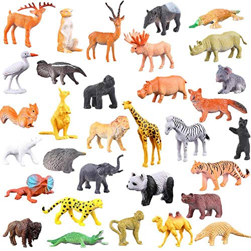 TRULIL Juego de 53 Figuras de Animales Salvajes de la Selva, Juguetes de Animales, Juguetes de Aprendizaje Educativo, ecológico y no tóxico, Juguetes para niños y niñas
