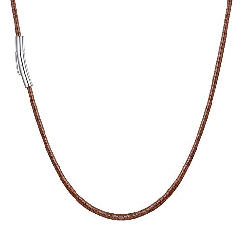 U7 Collar Wax Rope Chain de Hombre 2mm Cadena Fina Impermeable de Cordones encerados 51cm Largo para Cuello