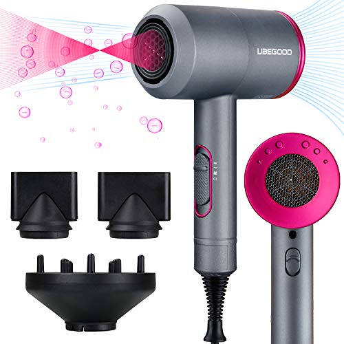 UBEGOOD Secador de Pelo, 2000W Secador de Pelo Profesional Secador Iónico con 2 Boquillas y 1 Difusor, 3 Temperaturas y Botones independientes de frío/calor para Hogar, Peluqueria, Hotel UBEGOOD Secador de Pelo, 2000W Secador de Pelo Profesional Secador Iónico con 2 Boquillas y 1 Difusor, 3 Temperaturas y Botones independientes de frío/calor para Hogar, Peluqueria, Hotel