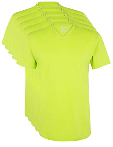 Ultrasport Sport and Leisure V-Neck Camiseta de Manga Corta, Cuello de Pico, Lote de 5, Hombre, Verde, XL
