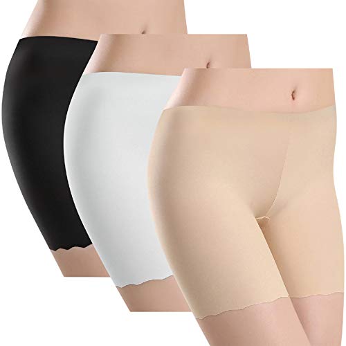 UMIPUBO Bragas Algodon Mujer Seguridad Ropa Interior Seda de Hielo Boxer Short Leggings Cortos Slipshort Pantalon Falda Leotardos de Pack de 3