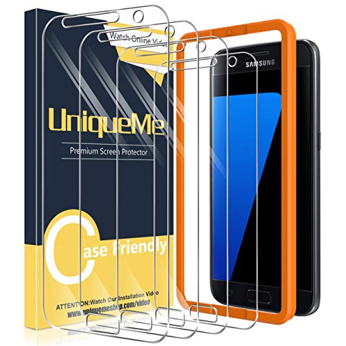 UniqueMe [4 Pack] Protector de Pantalla para Samsung Galaxy S7, Vidrio Templado [9H Dureza] HD Film Cristal Templado