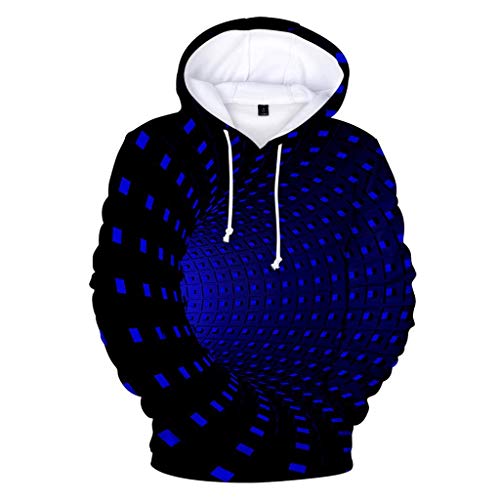 Unisex Mens Fancy 3D Vortex Hole Printing Hoodie Casual Long Sleeve Shirts Tops Blue S
