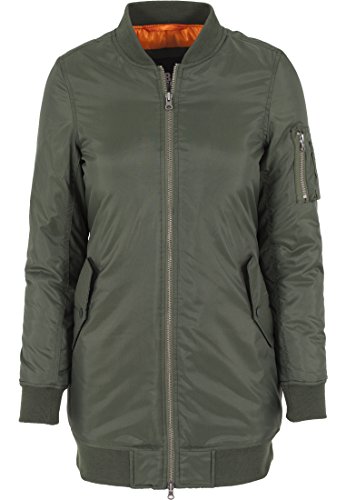 Urban Classics Jacke Long Bomber Jacket Chaqueta, Verde (Olive), Small (Talla del Fabricante: Small) para Mujer