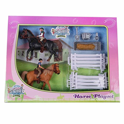 Van Manen Kids Globe Farming 640072 - Juego de 2 Caballos y 2 Jinetes, para niñas, con Accesorios, Multicolor Van Manen Kids Globe Farming 640072 - Juego de 2 Caballos y 2 Jinetes, para niñas, con Accesorios, Multicolor