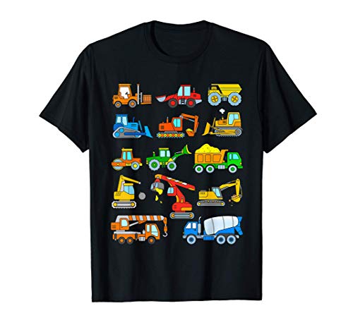 Vehículos Construcción Excavadora Camion Bulldozer Niños Camiseta
