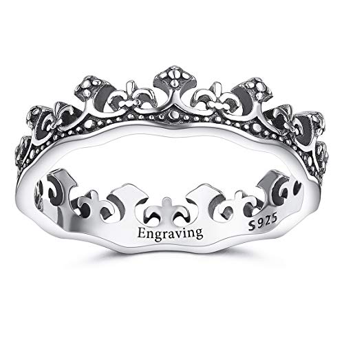 VIBOOS Personalizado Anillos de Plata Esterlina Grabado Nombre/Fecha para Mujeres Niñas Amantes Hermana Caballero Real Rey Reina Princesa Crown Ring Custom Memorial Wedding Band Anillos Joyería (30) VIBOOS Personalizado Anillos de Plata Esterlina Grabado Nombre/Fecha para Mujeres Niñas Amantes Hermana Caballero Real Rey Reina Princesa Crown Ring Custom Memorial Wedding Band Anillos Joyería (30)