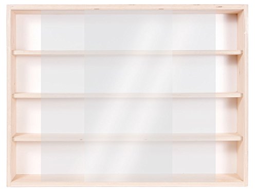 Vitrina (v60.4) para hobbies escala H0 y N (madera de abedul, con 2 Lunas de plexiglás, tamaño 60 x 39 x 8,5 cm, vitrina, vitrina, expositor, collezionismo
