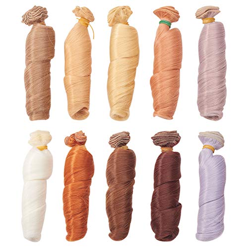 WANDIC Peluca, 10 Colores de 10 Piezas de Alambre de Alta Temperatura rizos Peluca para Artes y Manualidades, fabricación de muñecas, Disfraz de Mujer