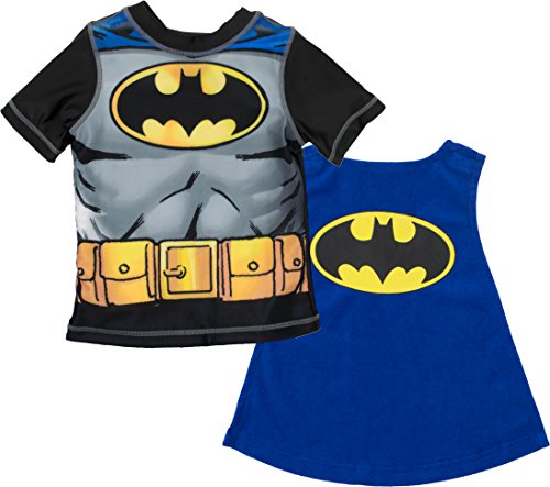 Warner Bros. - Conjunto de Batman con Camiseta de Buceo y Toalla con Forma de Capa para Niño Pequeño (2 Años)