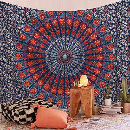 WERT Tapiz de Mandala Indio Chakra Sun Moon Hippie Alfombra de Granja decoración de Dormitorio A2 200x180cm