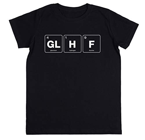 Wigoro GLHF Periódico Mesa Niños Unisexo Chicos Chicas Negro Camiseta Kids Unisex T-Shirt