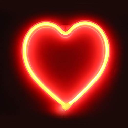 XIYUNTE Heart luz de neón Señales luminosas LED Corazón señales de neón Iluminación de ambiente rojo Corazón Iluminación de interior decoración para, bar, reunirse, navideña