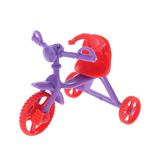 Xuniu Mini Doll Triciclo con Accesorios de casa de muñecas con Mango de Empuje Jugar a Juegos de Juguete en casa para niños Regalos para niños