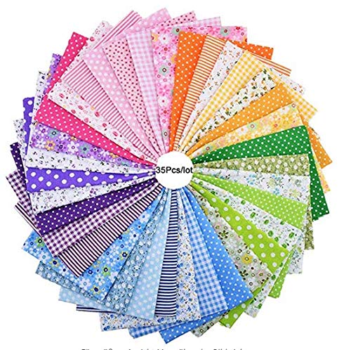 YOTINO 35 piezas 25 cm x 25 cm patrón floral estampado sistema de color telas patchwork Conjunto de tela de algodón colorido paquete de tela Paquete
