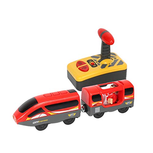 youngfate Tren teledirigido para carriles de madera para niños, eléctrico, compatible con juguetes de madera de Thomas