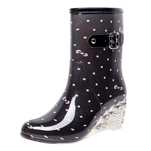 YWLINK Botas De Lluvia Mujer Hunter Zapatos CuñA Botas De Lluvia Hebilla con Cremallera Lateral Transparentes Zapatos De Goma Moda Casual Antideslizante Botas De Nieve PVC TamañO Grande(Rosado,39EU)