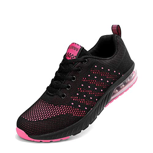 ZPAWDH Zapatillas Running para Mujer Aire Libre y Deporte Transpirables Casual Zapatos Gimnasio Correr Sneakers（Black/Fuchsia.41EU