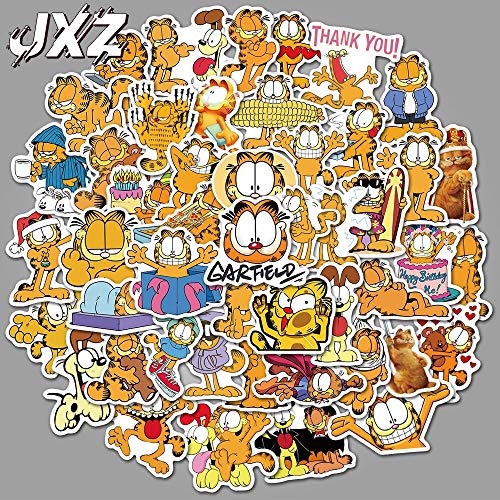 ZXXC 50 unids/Pack Pegatinas Divertidas de Garfield de película Impermeable PVC Vinly calcomanía decoración para portátil Equipaje Maleta niños Juguete
