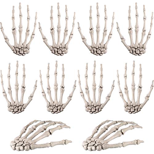 10 Piezas de Manos de Esqueleto de Halloween Hueso de Mano de Humanos de Plástico Accesorios de Fiesta de Zombi de Terror