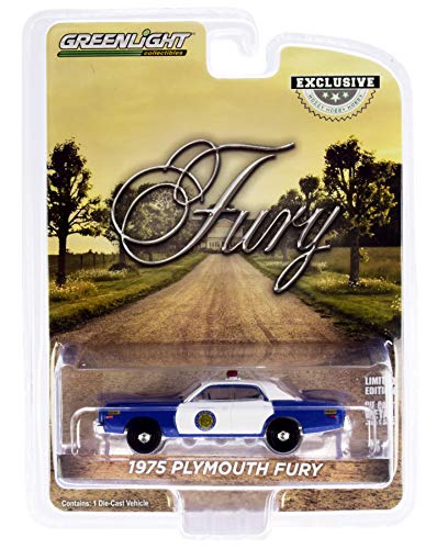 1975 Plymouth Fury Azul y Blanco Osage County Sheriff Hobby Exclusivo 1/64 Diecast Model Car por Greenlight 30151