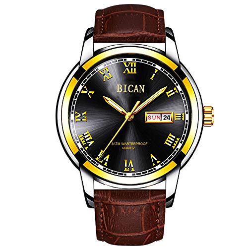 2020 Relojes para Hombre de la Mejor Marca de Moda Relojde Oro de Cuarzo Relojde Pulsera de Acero para Hombres Relojimpermeable Fecha Semana Dial Reloj+ Caja