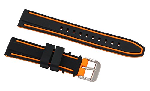 22 mm de gama alta reemplazo pulsera de reloj de correas de reloj de goma de doble tono de silicio buzo en negro y naranja