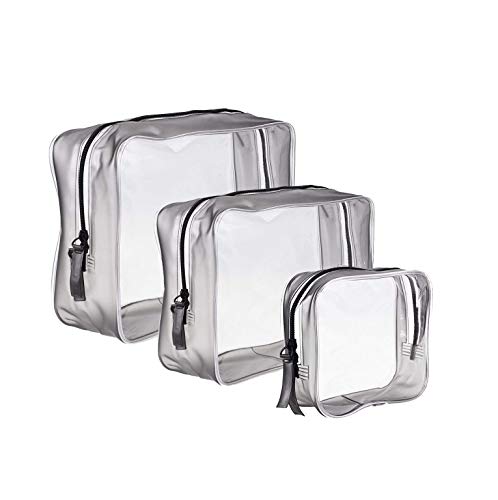 3 Piezas Bolsa de Aseo Transparente Neceser PVC Impermeable Mujer Bolsa de Cosmético Organizador de Viaje, Tres Tallas 3 Piezas Bolsa de Aseo Transparente Neceser PVC Impermeable Mujer Bolsa de Cosmético Organizador de Viaje, Tres Tallas
