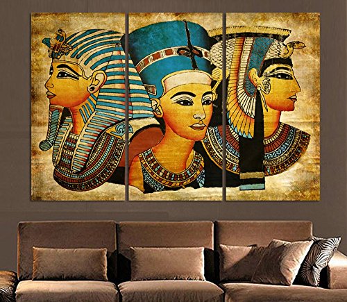 3 piezas Faraón del Antiguo Egipto Lienzo de pared - 3 piezas de lona de mujer egipcia para su hogar o oficina (40 cm x 60 cm x 3 piezas))