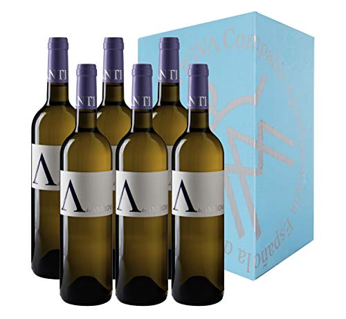A de ANTIGVA Vino blanco joven Sauvignon Blanc - Vinos de la Tierra de Castilla - La Mancha - Caja de 6 botellas 0.75 l