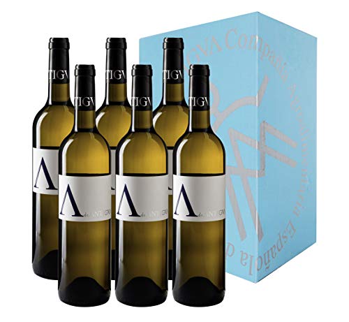 A de ANTIGVA Vino blanco joven Verdejo - Vinos de la Tierra de Castilla - La Mancha - Caja de 6 botellas 0.75 l