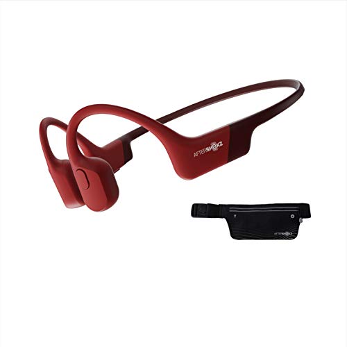 AfterShokz Aeropex, Auriculares Deportivos Inalámbricos con Bluetooth 5.0, Tecnología de Conducción Ósea, Diseño Open-Ear, Resistente al Polvo y al Agua IP67，Solar Red