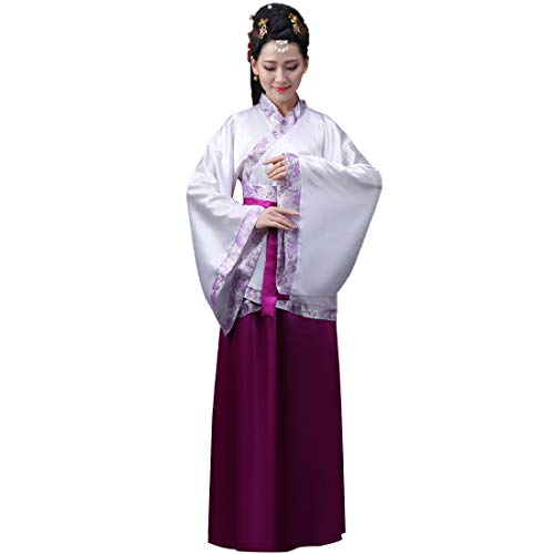 Aiweijia  Ropa China para Mujeres Hanfu Estilo Chino Ropa Tradicional Antigua Elegante Retro Señoras Suaves Madam Tang Traje Conjuntos De Vestido (Tops + Vestido + Cinturón)