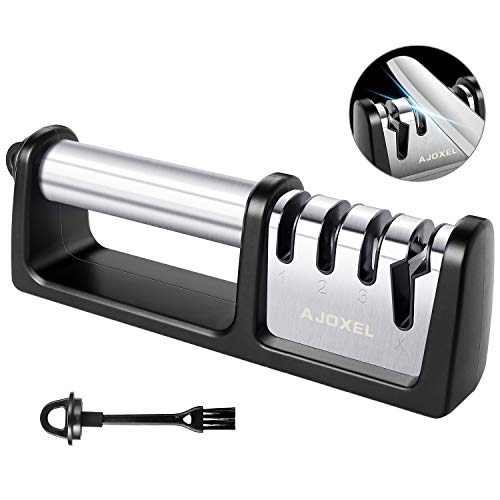 AJOXEL Afilador de Cuchillos, 4 en 1 Afilador Cuchillos Profesional, 4 Etapas Knife Sharpener Afiladores Manuales Base de Acero Inoxidable Antideslizante Arcos Afilador, para Cuchillos y Tijeras AJOXEL Afilador de Cuchillos, 4 en 1 Afilador Cuchillos Profesional, 4 Etapas Knife Sharpener Afiladores Manuales Base de Acero Inoxidable Antideslizante Arcos Afilador, para Cuchillos y Tijeras