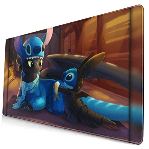 Alfombrilla de Ratón Grande Lilo Stitch y cómo Entrenar a tu dragón Gaming Mouse Pad XXL Superficie Suave y Impermeable con Base de Goma Antideslizante 800X300X3 mm